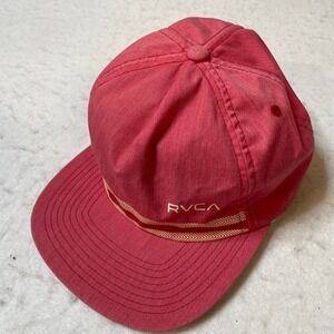 RVCA Mens Red Rope Detail Baseball Cap Snapback Adjustable Cotton‎ Blend
